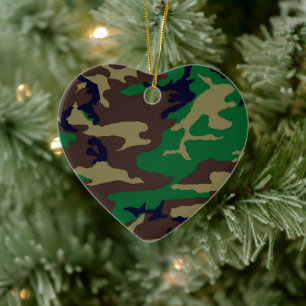 Ornement En Céramique Coeur du Camouflage Woodland