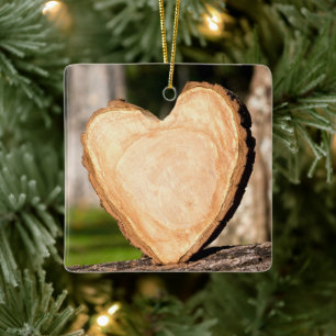 Ornement En Céramique coeur en bois