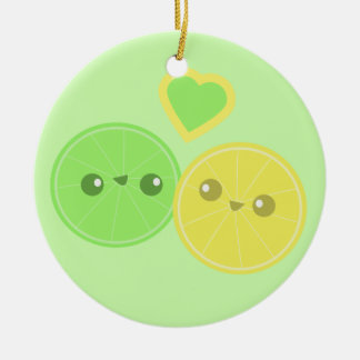 Ornement En Céramique Coeur Kawaii de chaux de citron