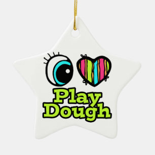 Ornement En Céramique Coeur Oeil Lumineux J'Aime Jouer Dough