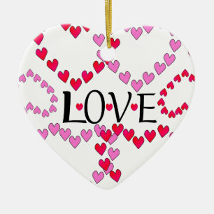 Ornement En Céramique Coeurs minuscules Rose Rouge AMOUR