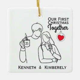 Ornement En Céramique Coffee Lovers First Christmas Together