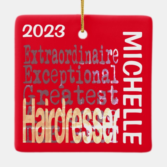 Ornement En Céramique Coiffeur Extraordinaire CUSTOM (Dos)