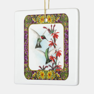 Ornement En Céramique Colibris et Fleurs #5