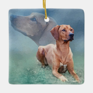 Ornement En Céramique Collage de chien de Rhodesian Ridgeback
