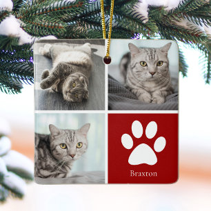 Ornement En Céramique Collage de photos de chat personnalisé Mignon Noël