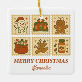 Ornement En Céramique Collage des infirmières de Noël | Holiday Keeps