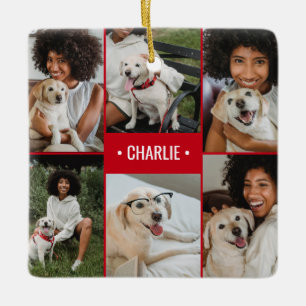 Ornement En Céramique Collage photo de chien Monogrammé