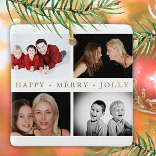 Ornement En Céramique Collage photo de Noël de la famille moderne
