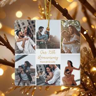 Ornement En Céramique Collage photo romantique personnalisé Cadeau Anniv