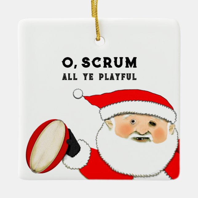Ornement En Céramique Collectif de Noël de rugby (Devant)