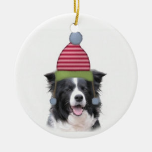 Ornement En Céramique Colley Ditzy de Dogs~Original Ornament~Border