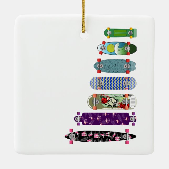 Ornement En Céramique Comparaison des tailles de skateboard (Dos)