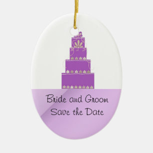 Ornement En Céramique Conception de gâteaux Mariages mauve et violet