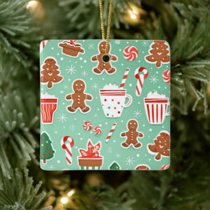 Ornement En Céramique Conception de pain d'épices de Noël