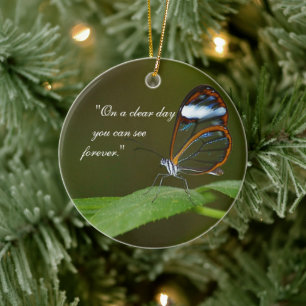 Ornement En Céramique Conception de papillon de Glasswing "temps clair"