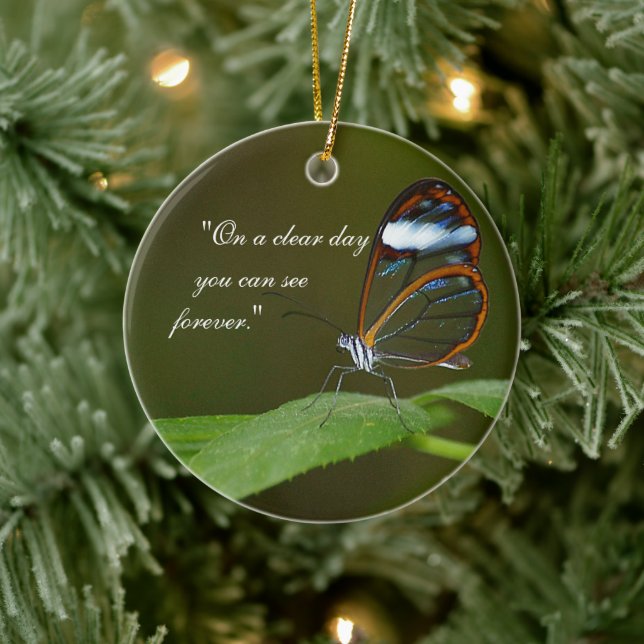 Ornement En Céramique Conception de papillon de Glasswing "temps clair" (Arbre)
