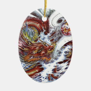 Ornement En Céramique Conception de tatouage de dragon japonais