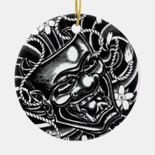 Ornement En Céramique Conception de tatouage Hannya Mask