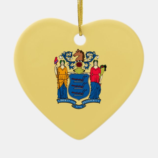 Ornement En Céramique Conception du drapeau de l'État du New Jersey (Devant)