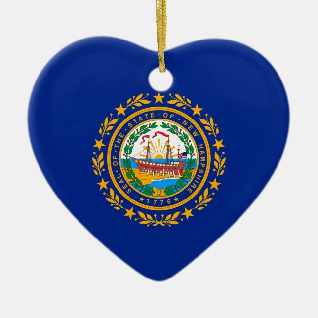 Ornement En Céramique Conception du drapeau d'état du New Hampshire (Devant)