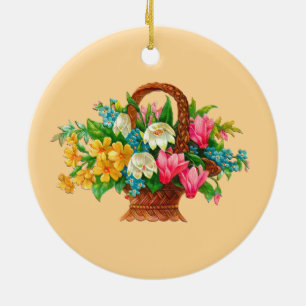ORNEMENT EN CÉRAMIQUE CONCEPTION VINTAGE DU PANIER À FLEURS