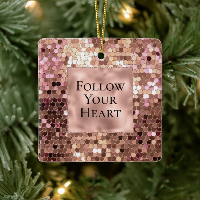 Ornement En Céramique Confetti rose Gold Blush Rose (Arbre)