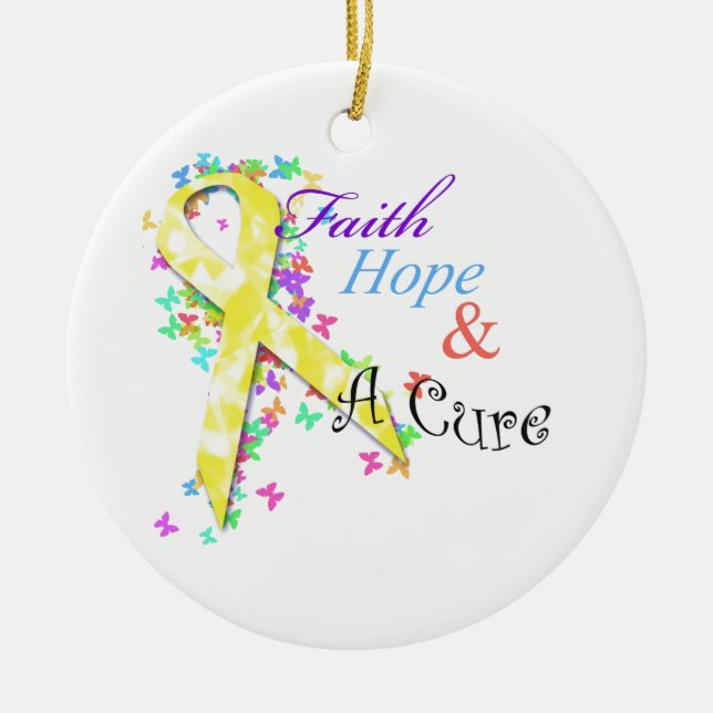 Ornement En Céramique Conscience de Cancer d'enfance (Devant)