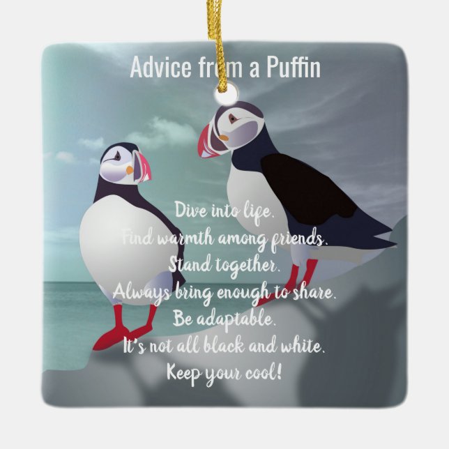 Ornement En Céramique Conseil d'un design Puffin (Devant)