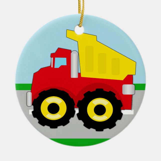Ornement En Céramique Construction Dumptruck d'enfants (Devant)