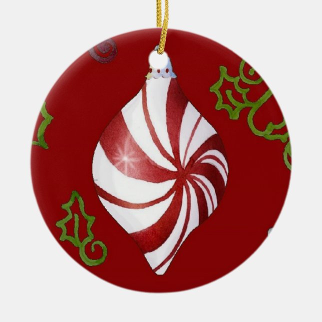 Ornement En Céramique Contemporain Noël Peppermenthe Candy Ornament (Devant)