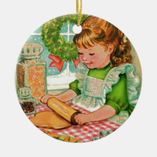 Ornement En Céramique Cookies De Noël Vintage Des Années 1950