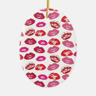 Ornement En Céramique Cool vintage rétro ceintures rouge brillant rose 