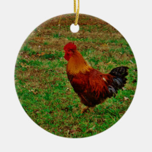 Ornement En Céramique Coq faisant face à gauche