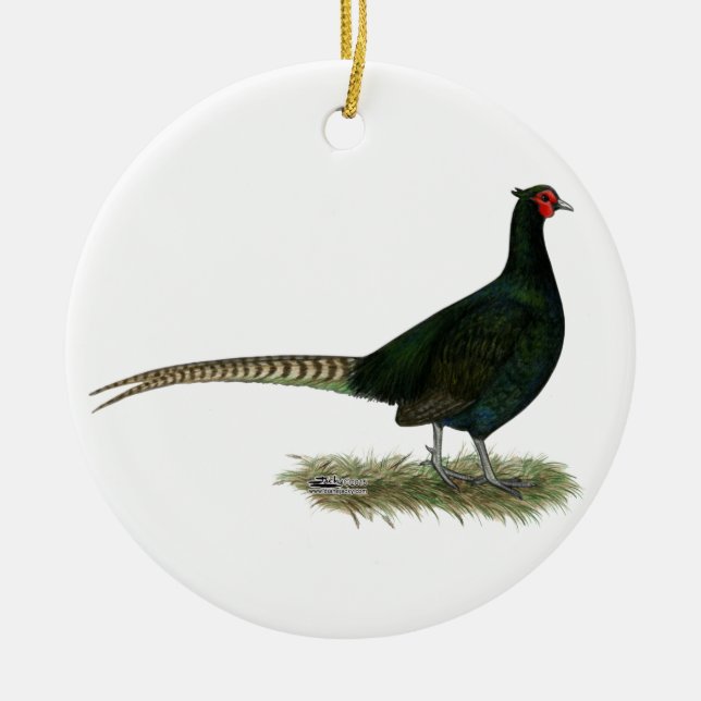 Ornement En Céramique Coq noir de faisan (Devant)