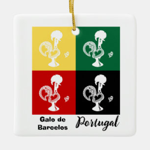 Ornement En Céramique Coq portugais de Barcelos coloré motif