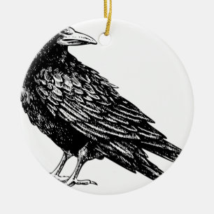 Ornement En Céramique Corbeau