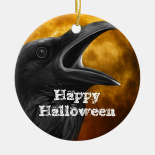 Ornement En Céramique Corneille noire de Halloween
