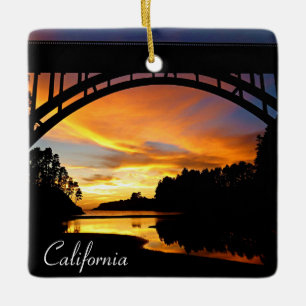 Ornement En Céramique Coucher de soleil sur la côte d'Orange en Californ
