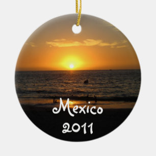Ornement En Céramique Coucher du soleil mexicain ; Souvenir du Mexique