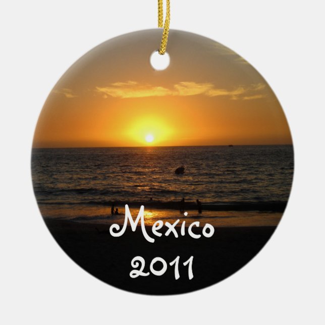 Ornement En Céramique Coucher du soleil mexicain ; Souvenir du Mexique (Devant)