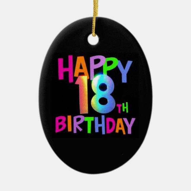 Ornement En Céramique COULEUR MULTI de JOYEUX 18ème ANNIVERSAIRE (Devant)
