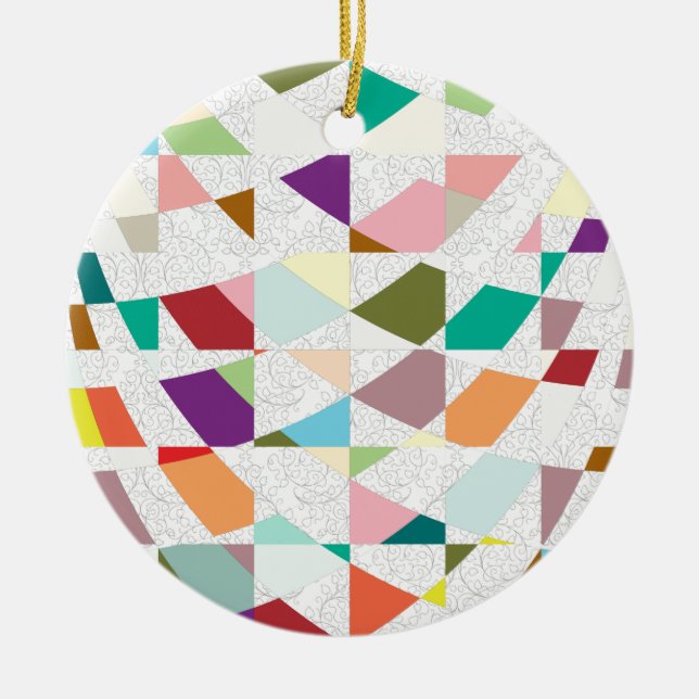 Ornement En Céramique Couleurs Abstraites Damask (Devant)