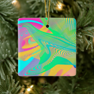Ornement En Céramique COULEURS FLUO - Art Fractal -