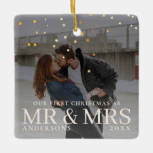 Ornement En Céramique Couple sombre avec des étoiles pour Noël
