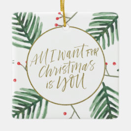 Ornement En Céramique Couple Tout ce que je veux pour Noël est vous Phot