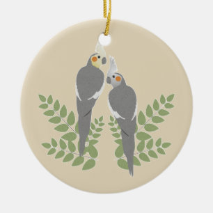 Ornement En Céramique Couples de Cockatiel