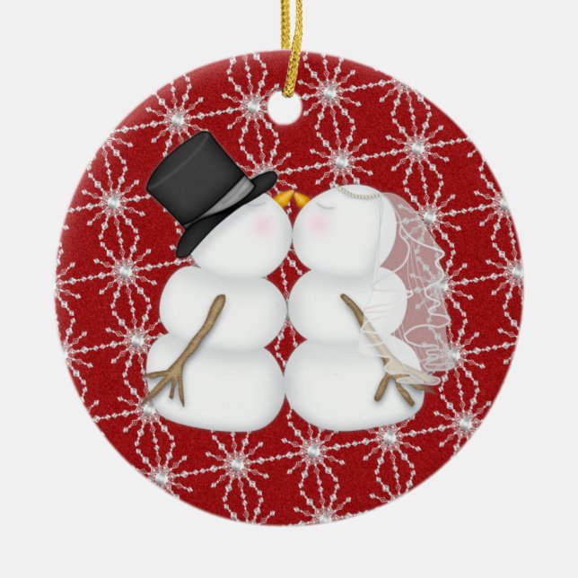Ornement En Céramique Couplez le premier Noël (Devant)