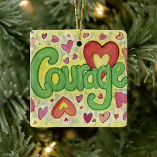 Ornement En Céramique Courage Mot Art personnalisé Cadeaux de vacances