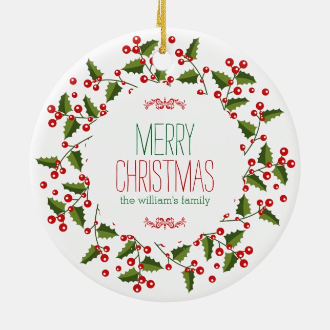 Ornement En Céramique Courbe de Noël moderne Joyeux Noël (Dos)